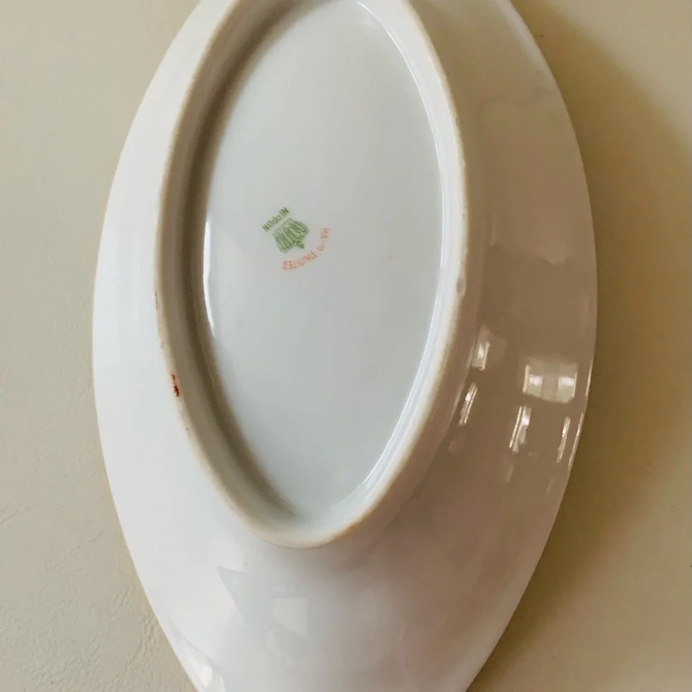 Nippon Hand-Painted Relish Dish Beautiful Floral Scene 9